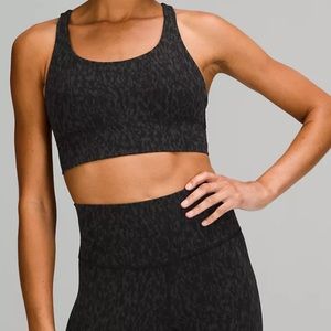 LULULEMON Energy Longline Bra Leopard Camo Deep Coal Multi. Size 10.